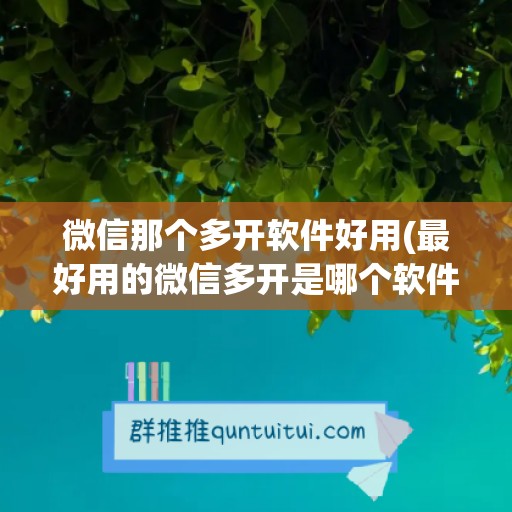 微信那个多开软件好用(最好用的微信多开是哪个软件)