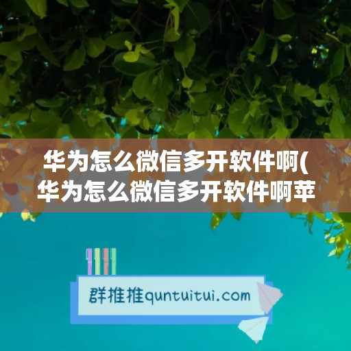 华为怎么微信多开软件啊(华为怎么微信多开软件啊苹果)