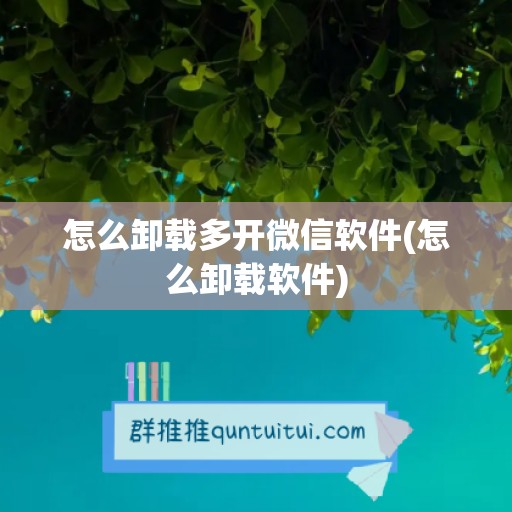 怎么卸载多开微信软件(怎么卸载软件)