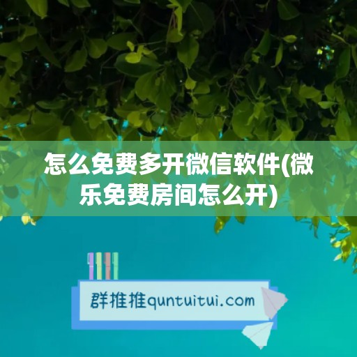 怎么免费多开微信软件(微乐免费房间怎么开)