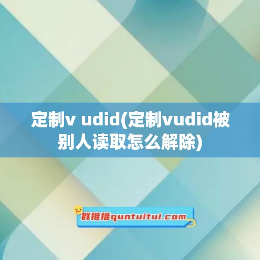 定制v udid(定制vudid被别人读取怎么解除)