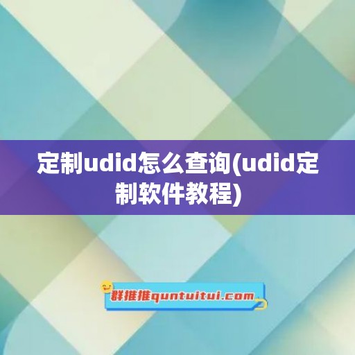 定制udid怎么查询(udid定制软件教程)