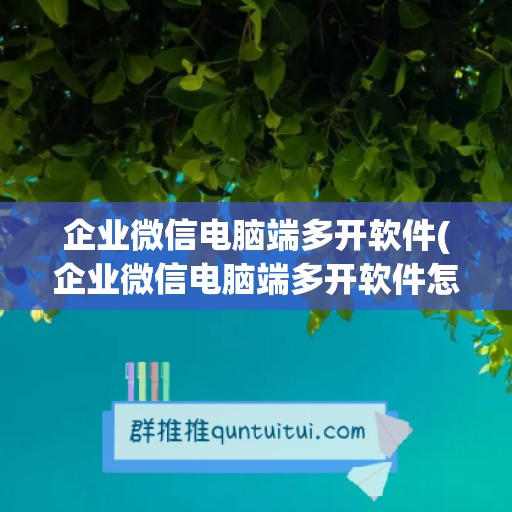 企业微信电脑端多开软件(企业微信电脑端多开软件怎么用)