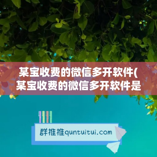 某宝收费的微信多开软件(某宝收费的微信多开软件是真的吗)