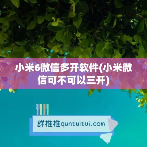 小米6微信多开软件(小米微信可不可以三开)