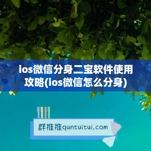 ios微信分身二宝软件使用攻略(ios微信怎么分身)