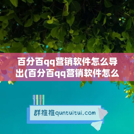 百分百qq营销软件怎么导出(百分百qq营销软件怎么导出订单)