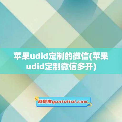 苹果udid定制的微信(苹果udid定制微信多开)