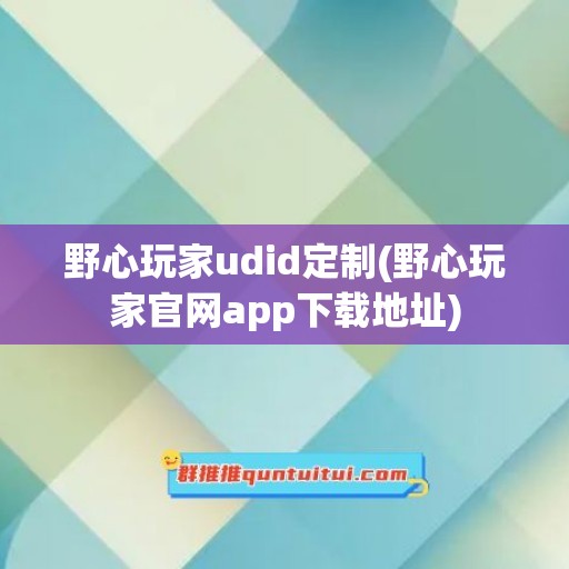 野心玩家udid定制(野心玩家官网app下载地址)