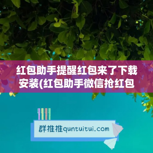 红包助手提醒红包来了下载安装(红包助手微信抢红包)