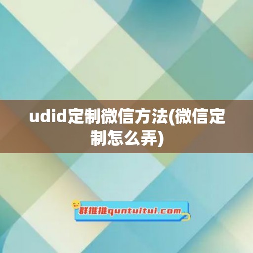 udid定制微信方法(微信定制怎么弄)