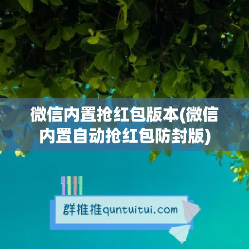 微信内置抢红包版本(微信内置自动抢红包防封版)