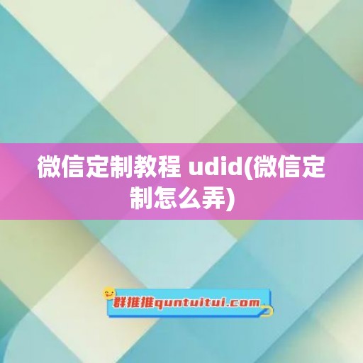 微信定制教程 udid(微信定制怎么弄)