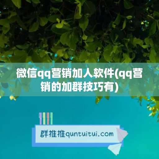 微信qq营销加人软件(qq营销的加群技巧有)