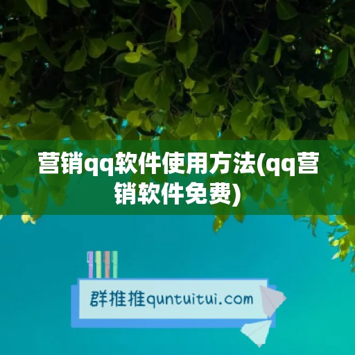 营销qq软件使用方法(qq营销软件免费)