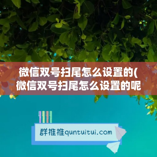 微信双号扫尾怎么设置的(微信双号扫尾怎么设置的呢)