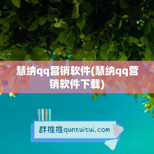 慧纳qq营销软件(慧纳qq营销软件下载)