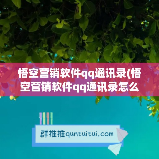 悟空营销软件qq通讯录(悟空营销软件qq通讯录怎么删除)