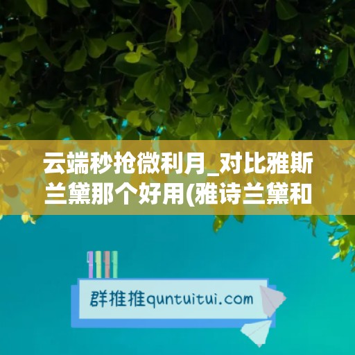 云端秒抢微利月_对比雅斯兰黛那个好用(雅诗兰黛和哪个品牌是一个档次)