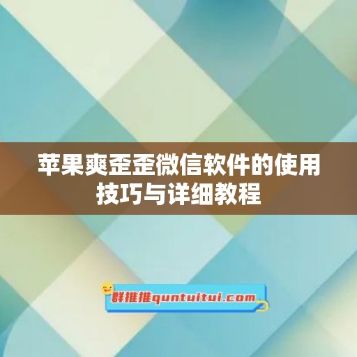 苹果爽歪歪微信软件的使用技巧与详细教程