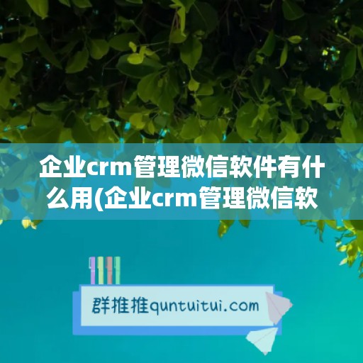 企业crm管理微信软件有什么用(企业crm管理微信软件有什么用吗)