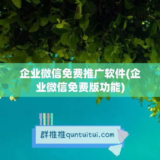 企业微信免费推广软件(企业微信免费版功能)