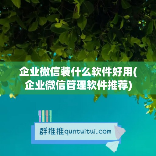 企业微信装什么软件好用(企业微信管理软件推荐)