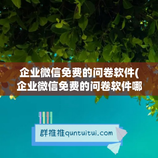 企业微信免费的问卷软件(企业微信免费的问卷软件哪个好)