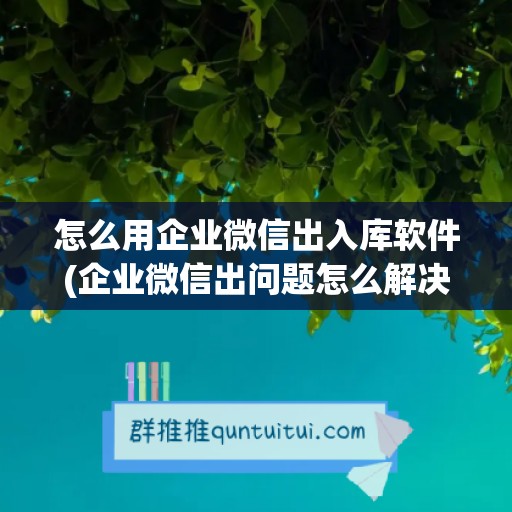 怎么用企业微信出入库软件(企业微信出问题怎么解决)