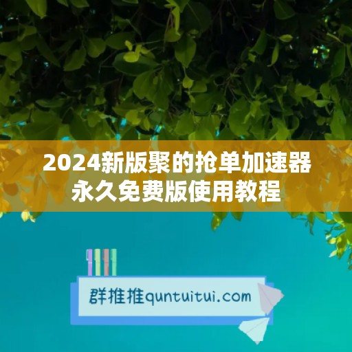 2024新版聚的抢单加速器永久免费版使用教程