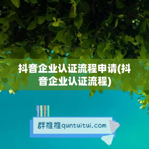 抖音企业认证流程申请(抖音企业认证流程)