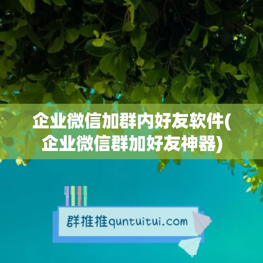 企业微信加群内好友软件(企业微信群加好友神器)