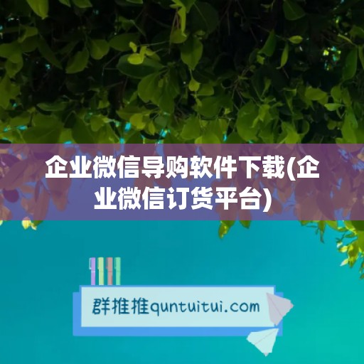 企业微信导购软件下载(企业微信订货平台)