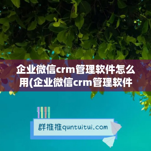 企业微信crm管理软件怎么用(企业微信crm管理软件怎么用啊)