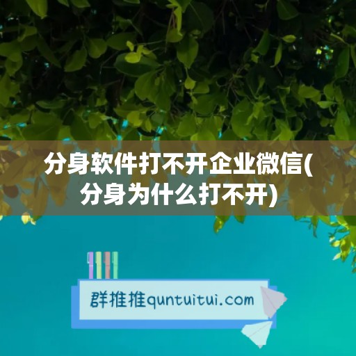 分身软件打不开企业微信(分身为什么打不开)