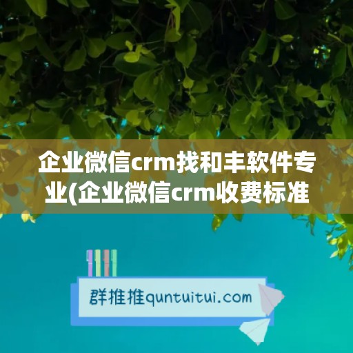 企业微信crm找和丰软件专业(企业微信crm收费标准)