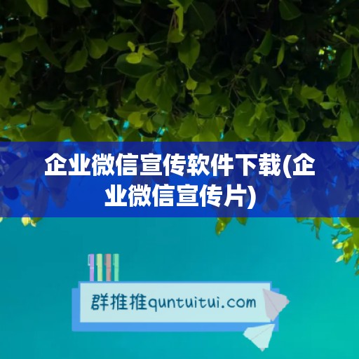 企业微信宣传软件下载(企业微信宣传片)