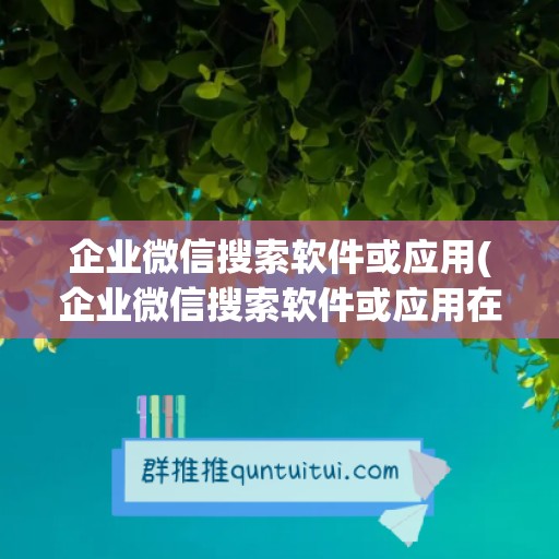 企业微信搜索软件或应用(企业微信搜索软件或应用在哪里)