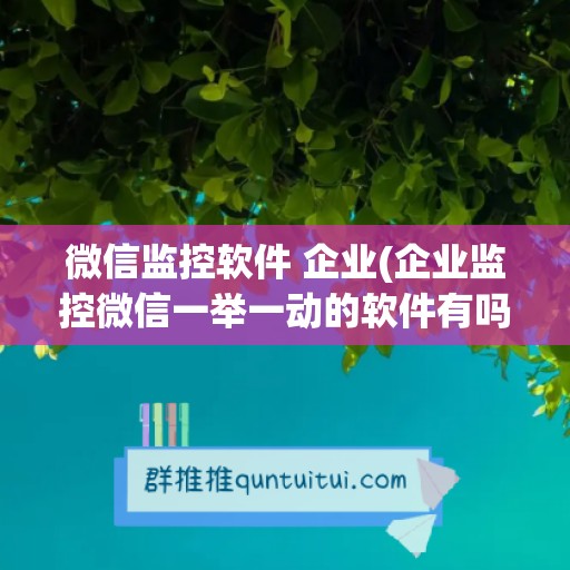 微信监控软件 企业(企业监控微信一举一动的软件有吗)