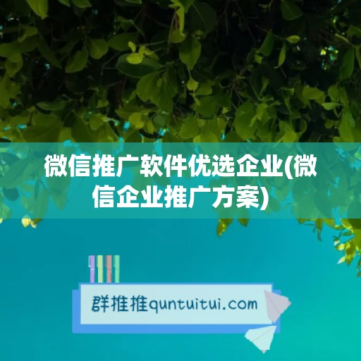 微信推广软件优选企业(微信企业推广方案)