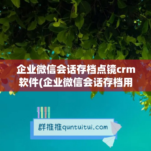 企业微信会话存档点镜crm软件(企业微信会话存档用什么软件)