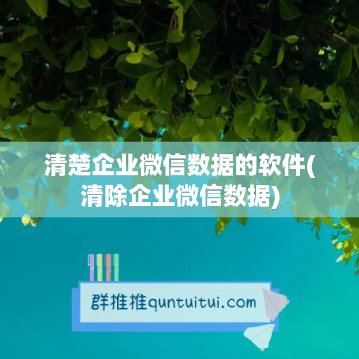 清楚企业微信数据的软件(清除企业微信数据)