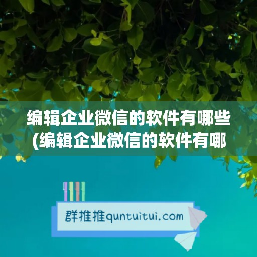 编辑企业微信的软件有哪些(编辑企业微信的软件有哪些啊)