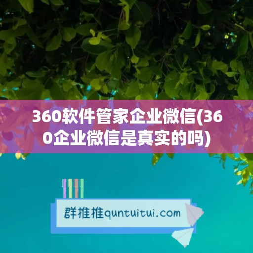 360软件管家企业微信(360企业微信是真实的吗)