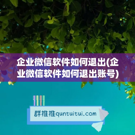 企业微信软件如何退出(企业微信软件如何退出账号)