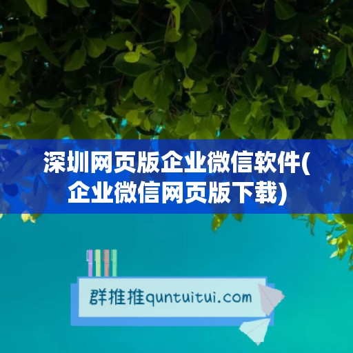 深圳网页版企业微信软件(企业微信网页版下载)