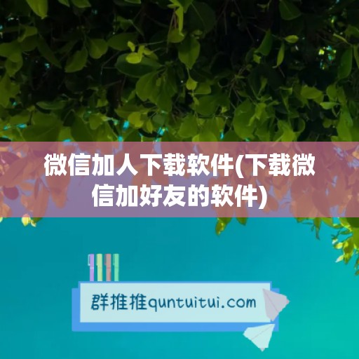 微信加人下载软件(下载微信加好友的软件)