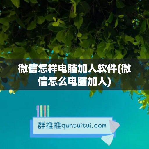 微信怎样电脑加人软件(微信怎么电脑加人)