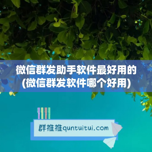 微信群发助手软件最好用的(微信群发软件哪个好用)