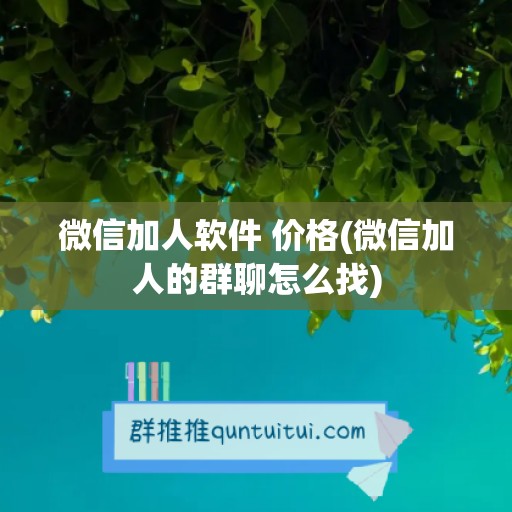 微信加人软件 价格(微信加人的群聊怎么找)